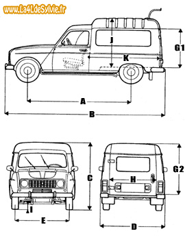 Dimensions des Renault 4 fourgonnettes longues F6