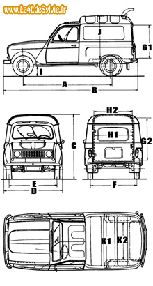 Dimensions des Renault 4 fourgonnettes F4