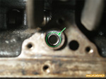 Vue par en dessous du moteur du pignon d'arbre à came - Moteur Billancourt de Renault 4